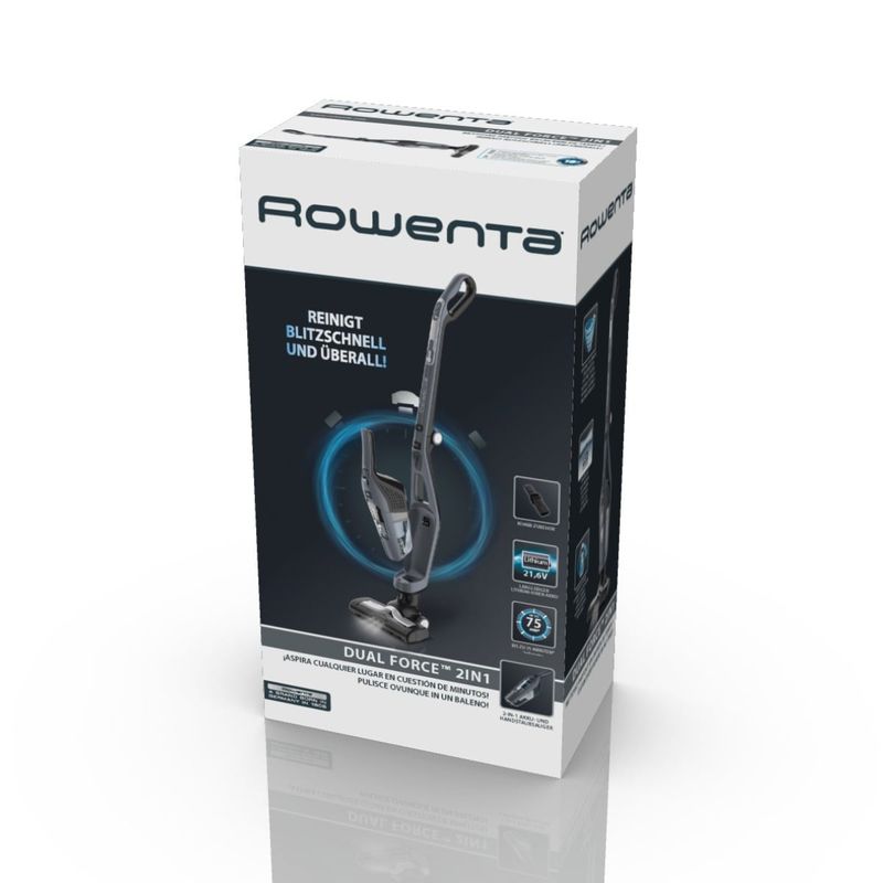 Electronice si Electrocasnice - Ingrijirea locuintei - Aspiratoare - Aspirator vertical Rowenta Dual Force 2 in 1 RH6756WO, 48W, 21.6V, 0.6L, autonomie 45 min, perie de aspirare rotativa - Infinity.ro