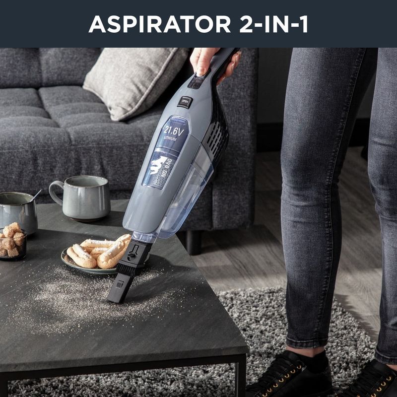 Electronice si Electrocasnice - Ingrijirea locuintei - Aspiratoare - Aspirator vertical Rowenta Dual Force 2 in 1 RH6756WO, 48W, 21.6V, 0.6L, autonomie 45 min, perie de aspirare rotativa - Infinity.ro