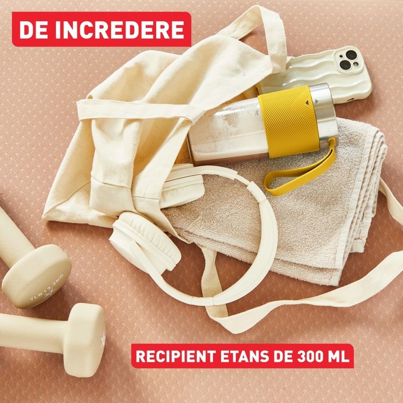 Electronice si Electrocasnice - Electrocasnice bucatarie - Mixere, tocatoare & roboti de bucatarie - Blendere si mini tocatoare - Blender portabil Tefal Lightmix BL1C0230, 300 ml, 2 lame, 20.000 rpm, acumulator 1200 mAh, rezultate in 40 secunde - Infinity.ro