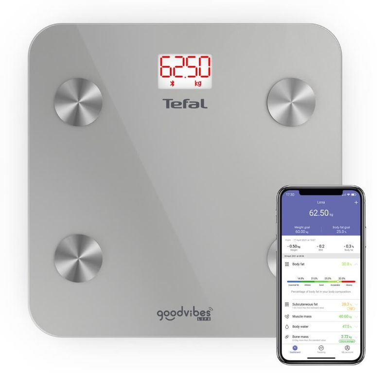 Ingrijire personala si Cosmetice - Sanatate si wellness - Aparate medicale - Cantare corporale - Cantar inteligent Tefal Goodvibes Life BM9600S1, 10 indicatori de masurare, aplicatie dedicata, greutate maxima 160 kg - Infinity.ro
