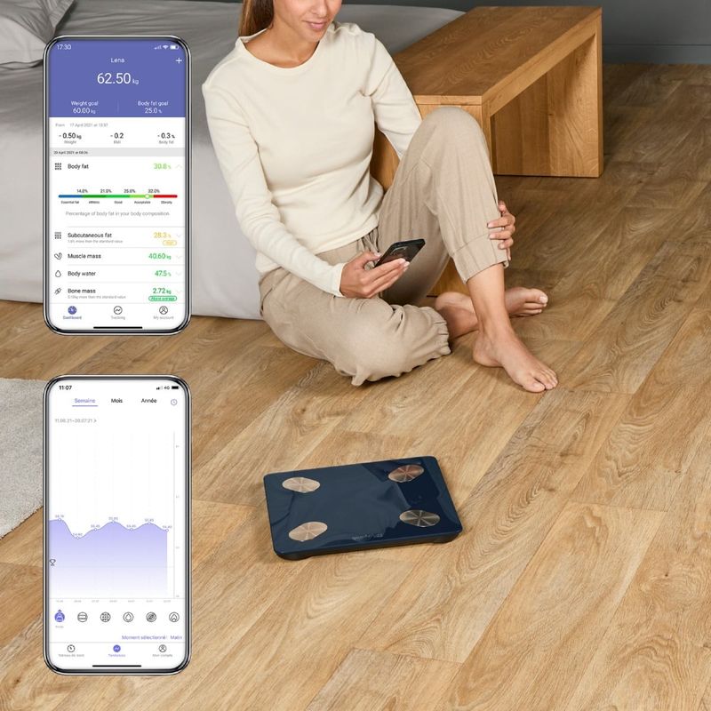 Ingrijire personala si Cosmetice - Sanatate si wellness - Aparate medicale - Cantare corporale - Cantar inteligent Tefal Goodvibes Life+ BM9720F0, greutate maxima 180 kg, 15 indicatori de masurare, sincronizare cu - Infinity.ro