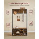 Casa si Gradina - Mobilier - Organizare si depozitare - Cuiere - Cuier pentru hol cu banca si pantofar, raft superior, carlige reglabile, cadru metalic, stil industrial, 100x32x180 cm - Infinity.ro
