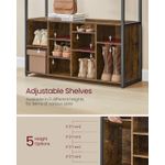 Casa si Gradina - Mobilier - Organizare si depozitare - Cuiere - Cuier pentru hol cu banca si pantofar, raft superior, carlige reglabile, cadru metalic, stil industrial, 100x32x180 cm - Infinity.ro