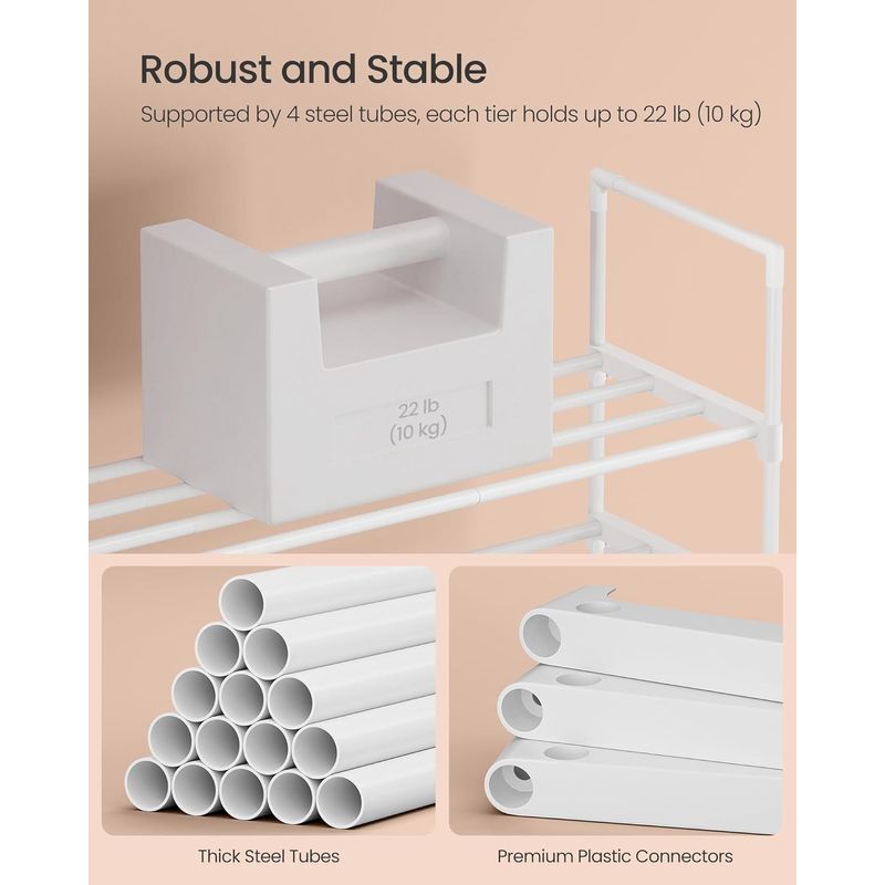 Casa si Gradina - Mobilier - Dulapuri si sifoniere - Dulapuri pantofi - Raft pantofi 3 nivele stivuibil reversibil, structura metalica, capacitate 20 perechi, montaj fara unelte, 92x30x55 cm - Infinity.ro