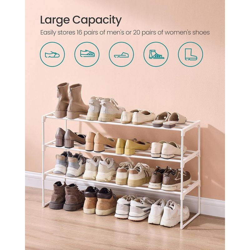 Casa si Gradina - Mobilier - Dulapuri si sifoniere - Dulapuri pantofi - Raft pantofi 3 nivele stivuibil reversibil, structura metalica, capacitate 20 perechi, montaj fara unelte, 92x30x55 cm - Infinity.ro