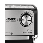 Electronice si Electrocasnice - Electrocasnice bucatarie - Preparare bauturi - Espressoare - Espressor de cafea HAEGER SUPER ESPRESSO, Presiune 20 bar (pompa ULKA Italia), Cafea macinata si capsule, 1.6L - Infinity.ro