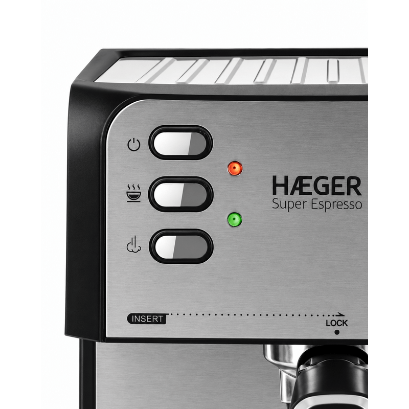 Electronice si Electrocasnice - Electrocasnice bucatarie - Preparare bauturi - Espressoare - Espressor de cafea HAEGER SUPER ESPRESSO, Presiune 20 bar (pompa ULKA Italia), Cafea macinata si capsule, 1.6L - Infinity.ro