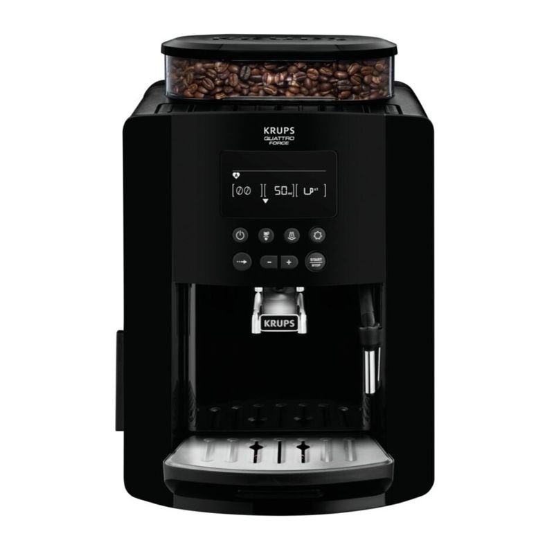 Electronice si Electrocasnice - Electrocasnice bucatarie - Preparare bauturi - Espressoare - Espressor automat Krups Happy Arabica EA817010, ecran LCD, 15 bari, rezervor boabe 260g, rezervor apa 1.7L, rasnita 3 - Infinity.ro