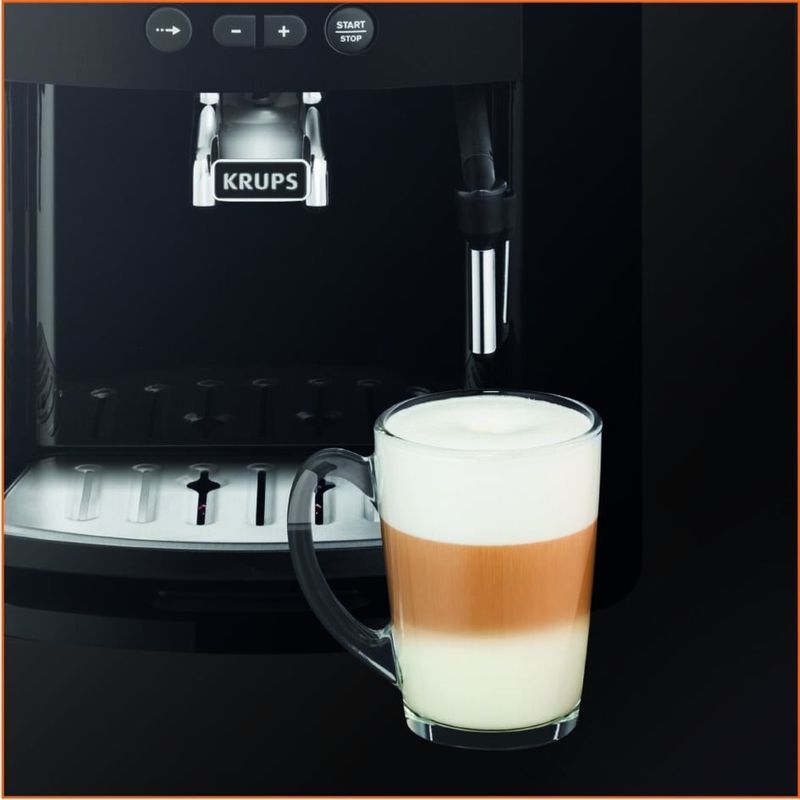 Electronice si Electrocasnice - Electrocasnice bucatarie - Preparare bauturi - Espressoare - Espressor automat Krups Happy Arabica EA817010, ecran LCD, 15 bari, rezervor boabe 260g, rezervor apa 1.7L, rasnita 3 - Infinity.ro