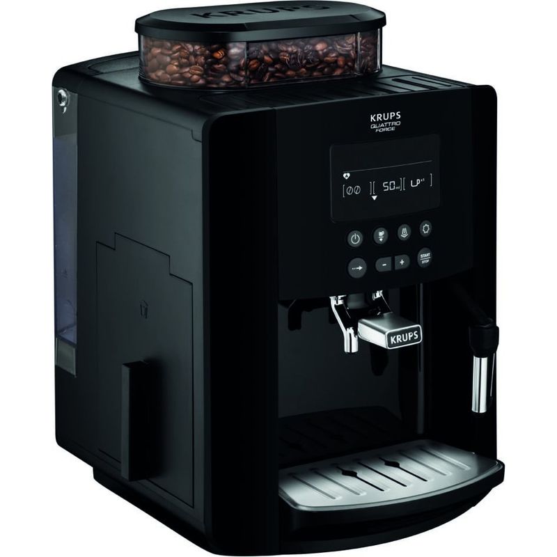 Electronice si Electrocasnice - Electrocasnice bucatarie - Preparare bauturi - Espressoare - Espressor automat Krups Happy Arabica EA817010, ecran LCD, 15 bari, rezervor boabe 260g, rezervor apa 1.7L, rasnita 3 - Infinity.ro