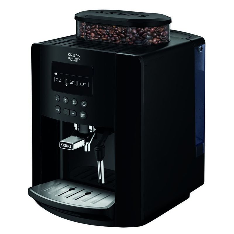 Electronice si Electrocasnice - Electrocasnice bucatarie - Preparare bauturi - Espressoare - Espressor automat Krups Happy Arabica EA817010, ecran LCD, 15 bari, rezervor boabe 260g, rezervor apa 1.7L, rasnita 3 - Infinity.ro