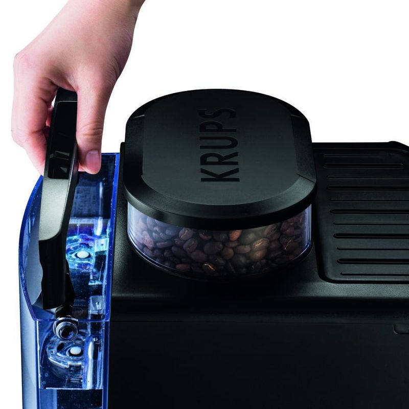 Electronice si Electrocasnice - Electrocasnice bucatarie - Preparare bauturi - Espressoare - Espressor automat Krups Happy Arabica EA817010, ecran LCD, 15 bari, rezervor boabe 260g, rezervor apa 1.7L, rasnita 3 - Infinity.ro