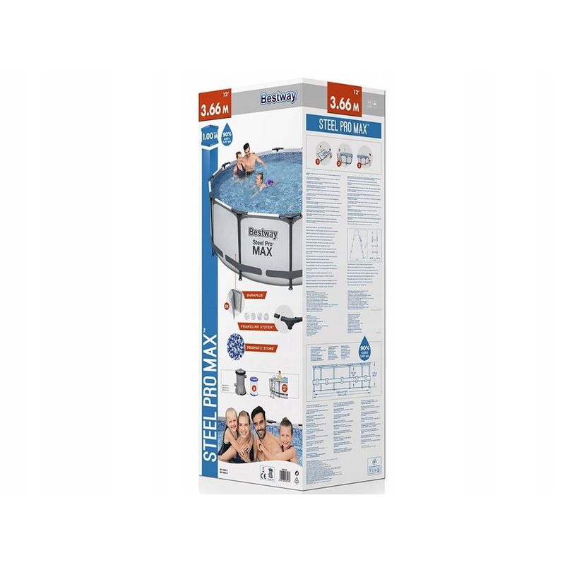 Casa si Gradina - Gradina si terasa - Piscine si accesorii - Piscine - Piscina cadru metalic Bestway, 366x100cm, 9.150 litri, cu pompa de filtrare si scara - Infinity.ro