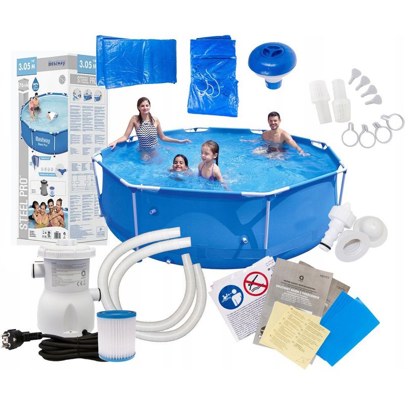 Casa si Gradina - Gradina si terasa - Piscine si accesorii - Piscine - Piscina cadru metalic Bestway, 305x76 cm, 4.500 litri, cu toate accesoriile - Infinity.ro
