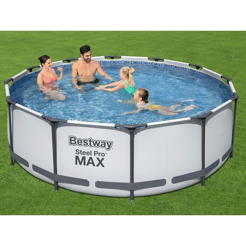 Casa si Gradina - Gradina si terasa - Piscine si accesorii - Piscine - Piscina cadru metalic Bestway, 366x100cm, 9.150 litri, cu pompa de filtrare si scara - Infinity.ro