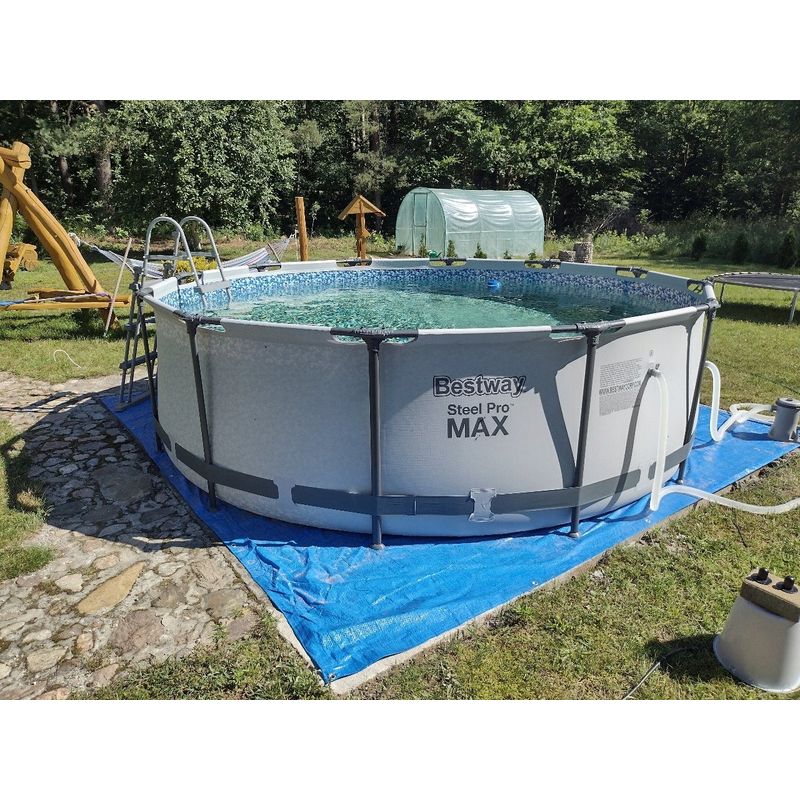 Casa si Gradina - Gradina si terasa - Piscine si accesorii - Piscine - Piscina cadru metalic Bestway, 366x100cm, 9.150 litri, cu pompa de filtrare si scara - Infinity.ro