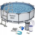 Casa si Gradina - Gradina si terasa - Piscine si accesorii - Piscine - Piscina cadru metalic Bestway, 366x100cm, 9.150 litri, cu pompa de filtrare si scara - Infinity.ro