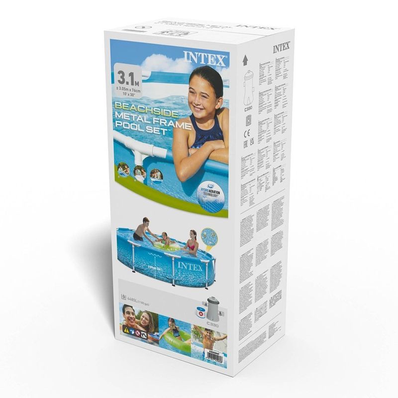 Casa si Gradina - Gradina si terasa - Piscine si accesorii - Piscine - Piscina rotunda cu cadru metalic Beachside Metal Frame Intex 28208NP, 305x76 cm, cu pompa filtrare - Infinity.ro