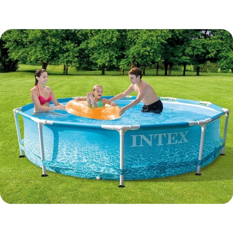 Casa si Gradina - Gradina si terasa - Piscine si accesorii - Piscine - Piscina rotunda cu cadru metalic Beachside Metal Frame Intex 28208NP, 305x76 cm, cu pompa filtrare - Infinity.ro