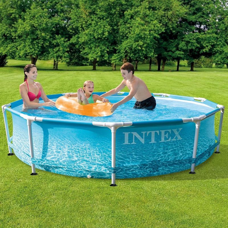 Casa si Gradina - Gradina si terasa - Piscine si accesorii - Piscine - Piscina rotunda cu cadru metalic Beachside Metal Frame Intex 28208NP, 305x76 cm, cu pompa filtrare - Infinity.ro