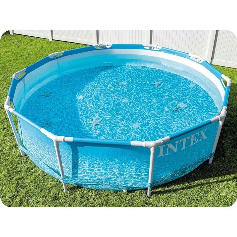 Casa si Gradina - Gradina si terasa - Piscine si accesorii - Piscine - Piscina rotunda cu cadru metalic Beachside Metal Frame Intex 28208NP, 305x76 cm, cu pompa filtrare - Infinity.ro