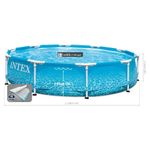 Casa si Gradina - Gradina si terasa - Piscine si accesorii - Piscine - Piscina rotunda cu cadru metalic Beachside Metal Frame Intex 28208NP, 305x76 cm, cu pompa filtrare - Infinity.ro