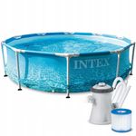 Casa si Gradina - Gradina si terasa - Piscine si accesorii - Piscine - Piscina rotunda cu cadru metalic Beachside Metal Frame Intex 28208NP, 305x76 cm, cu pompa filtrare - Infinity.ro