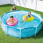 Casa si Gradina - Gradina si terasa - Piscine si accesorii - Piscine - Piscina rotunda cu cadru metalic Beachside Metal Frame Intex 28208NP, 305x76 cm, cu pompa filtrare - Infinity.ro