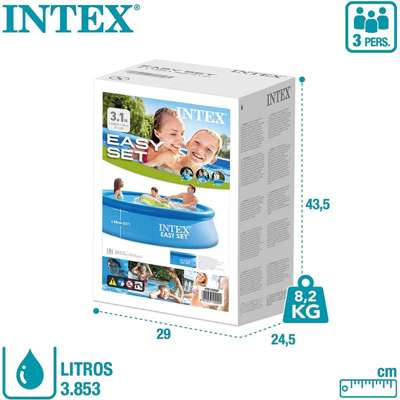 Casa si Gradina - Gradina si terasa - Piscine si accesorii - Piscine - Piscina gonflabila Intex, 306x76 cm, 3.900 litri, cu pompa de filtare, Easy Set 28122NP - Infinity.ro