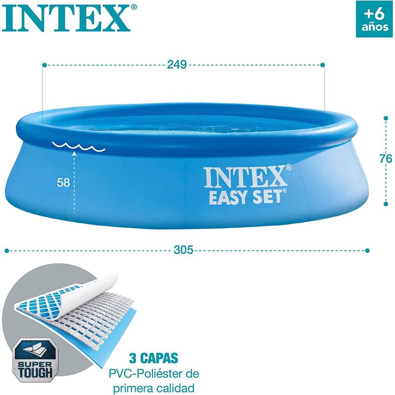 Casa si Gradina - Gradina si terasa - Piscine si accesorii - Piscine - Piscina gonflabila Intex, 306x76 cm, 3.900 litri, cu pompa de filtare, Easy Set 28122NP - Infinity.ro