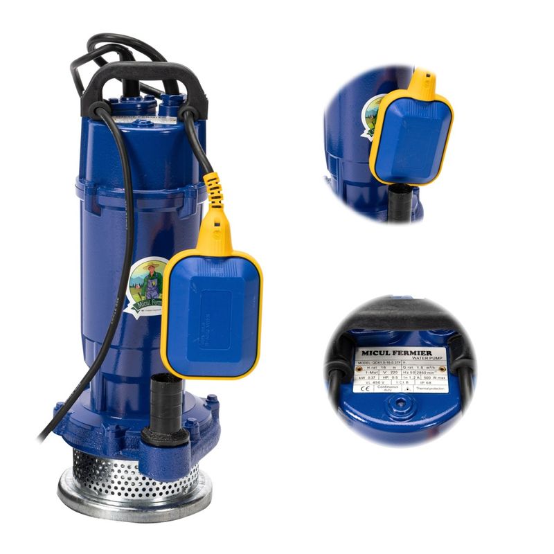 Casa si Gradina - Gradinarit si plante - Instalatii si accesorii pentru irigatii - Pompe apa - Pompa evacuare micul fermier, 0.37 kw, debit maxim 3900 l/h, inaltime maxima de pompare 16m, corp pompa fonta, cu plutit - Infinity.ro
