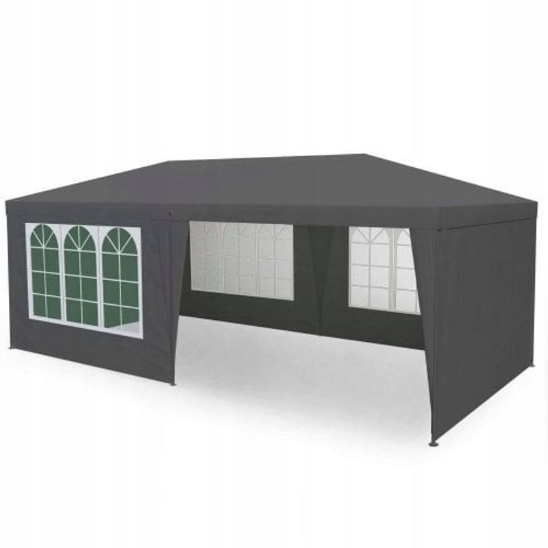 Casa si Gradina - Gradina si terasa - Umbrele si pavilioane - Corturi evenimente - Cort de gradina 300x600 cm, 6 pereti detasabili cu ferestre si usa, structura metalica, PE impermeabil, gri - Infinity.ro