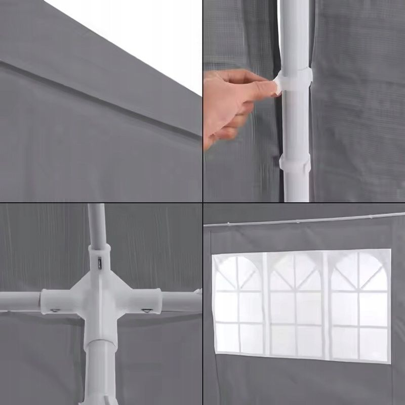 Casa si Gradina - Gradina si terasa - Umbrele si pavilioane - Corturi evenimente - Cort de gradina 300x600 cm, 6 pereti detasabili cu ferestre si usa, structura metalica, PE impermeabil, gri - Infinity.ro