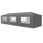 Casa si Gradina - Gradina si terasa - Umbrele si pavilioane - Pavilioane - Pavilion de gradina 300x900 cm, 8 pereti detasabili cu ferestre si usa, structura metalica, PE impermeabil, gri - Infinity.ro