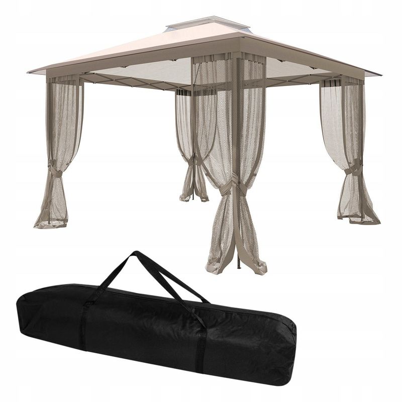 Casa si Gradina - Gradina si terasa - Umbrele si pavilioane - Pavilioane - Pavilion gradina pop-up 300x300 cm cu 4 pereti plasa tantari, PE 110g/m2 impermeabil, copertina suplimentara, inaltime - Infinity.ro