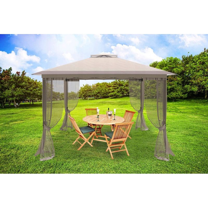 Casa si Gradina - Gradina si terasa - Umbrele si pavilioane - Pavilioane - Pavilion gradina pop-up 300x300 cm cu 4 pereti plasa tantari, PE 110g/m2 impermeabil, copertina suplimentara, inaltime - Infinity.ro