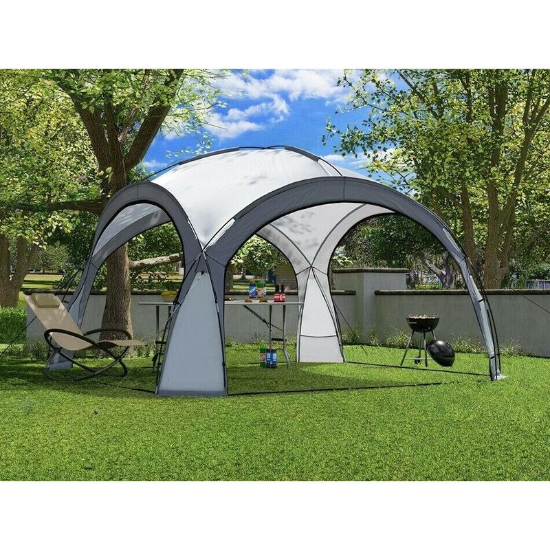 Casa si Gradina - Gradina si terasa - Umbrele si pavilioane - Pavilioane - Pavilion gradina 350x350x230 cm, structura fibra de sticla, acoperis poliester impermeabil, gri cu alb - Infinity.ro