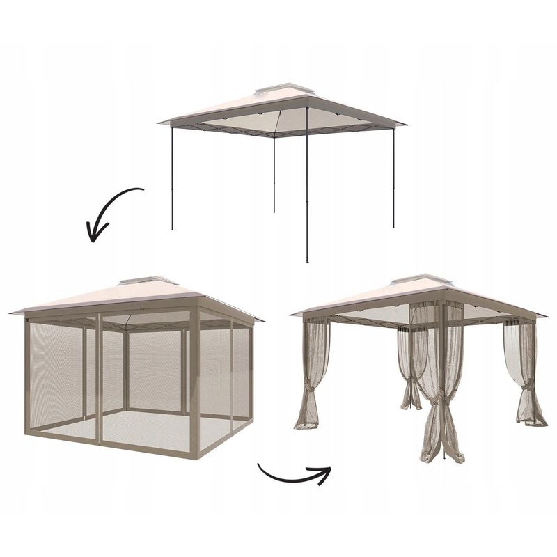 Casa si Gradina - Gradina si terasa - Umbrele si pavilioane - Pavilioane - Pavilion gradina pop-up 300x300 cm cu 4 pereti plasa tantari, PE 110g/m2 impermeabil, copertina suplimentara, inaltime - Infinity.ro