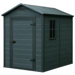 Casa si Gradina - Gradina si terasa - Casute de gradina - Magazie gradina pentru unelte, cu ventilatie si fereastra, PVC imitatie lemn, 131x186x198 cm, negru - Infinity.ro
