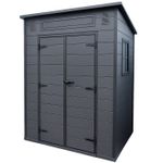 Casa si Gradina - Gradina si terasa - Casute de gradina - Magazie gradina pentru unelte, cu usa dubla si fereastra, PVC imitatie lemn, 181x130x200 cm, negru - Infinity.ro