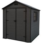 Casa si Gradina - Gradina si terasa - Casute de gradina - Magazie gradina pentru unelte, cu usa dubla si ventilatie, PVC imitatie lemn, 182x181x219 cm, negru - Infinity.ro