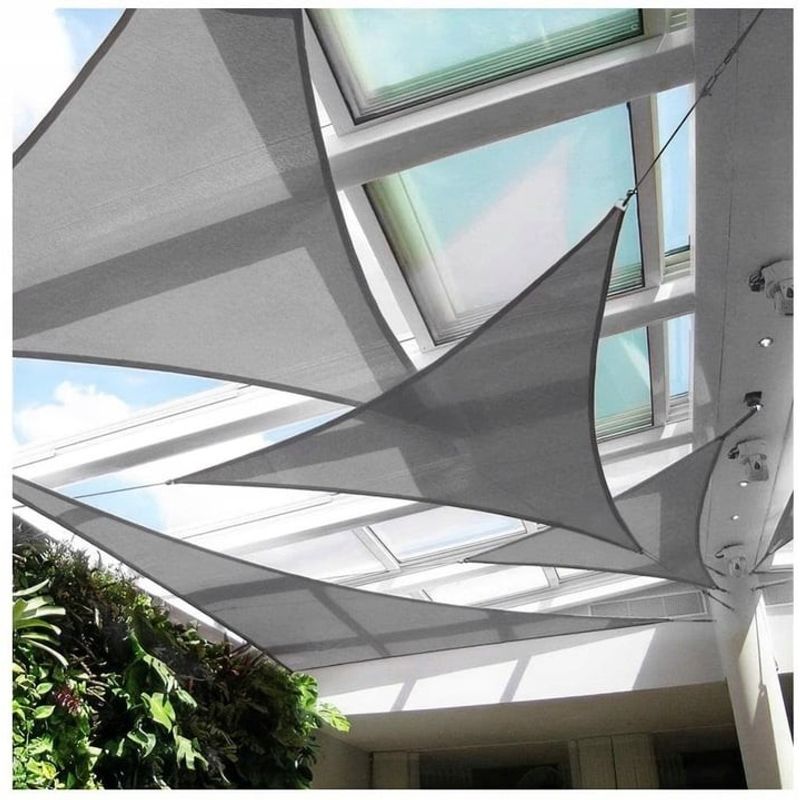 Casa si Gradina - Gradina si terasa - Umbrele si pavilioane - Umbrele - Prelata solara triunghiulara 500x500x500 cm, impermeabila, protectie UV, poliester 180g/mp, gri - Infinity.ro