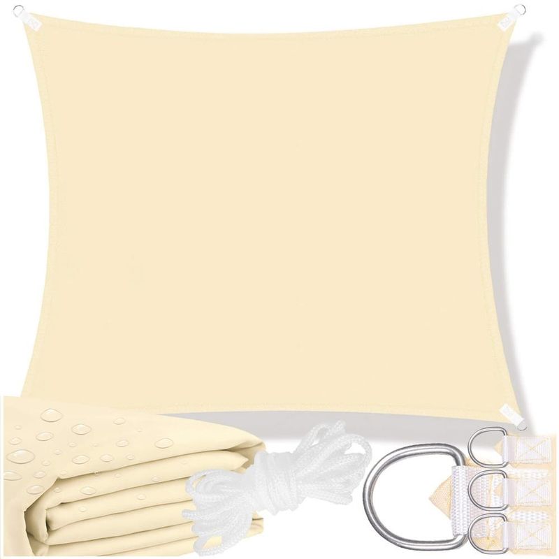 Casa si Gradina - Gradina si terasa - Umbrele si pavilioane - Umbrele - Prelata umbrire 4x4 m pentru terasa sau balcon, impermeabila, protectie UV, crem - Infinity.ro