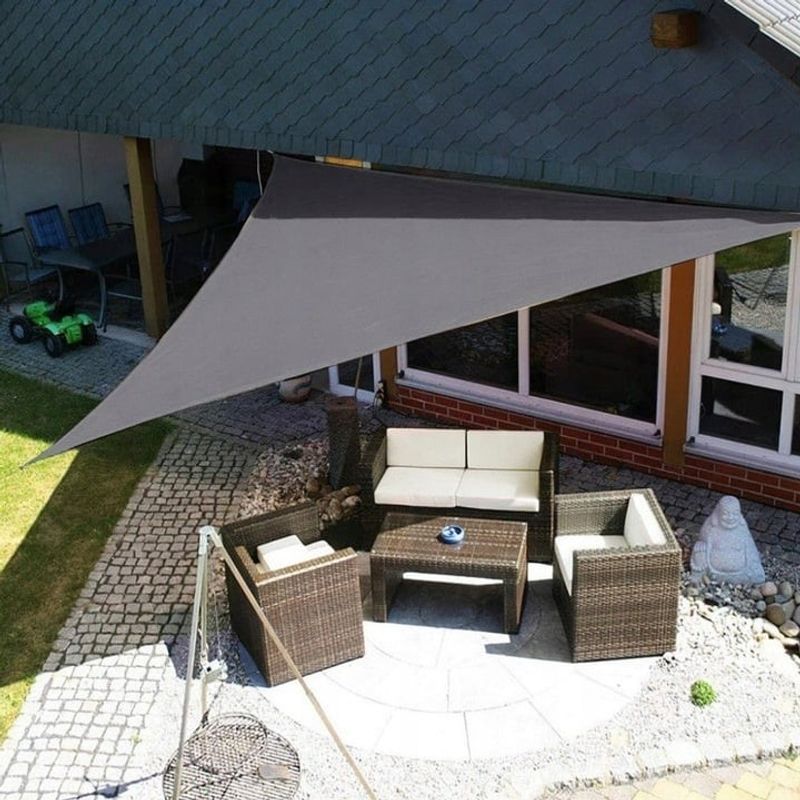 Casa si Gradina - Gradina si terasa - Umbrele si pavilioane - Umbrele - Prelata solara triunghiulara 400x400x400 cm, impermeabila, protectie UV, poliester 180g/mp, gri - Infinity.ro