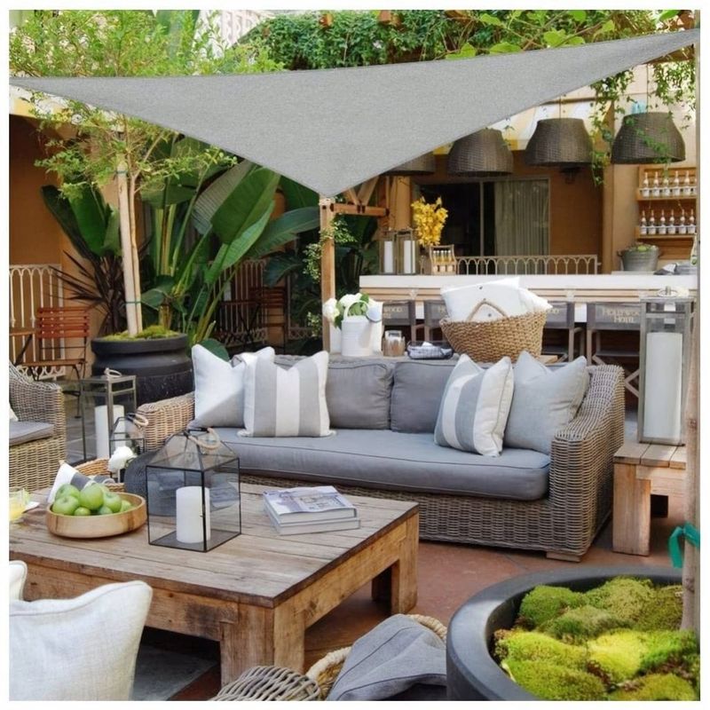 Casa si Gradina - Gradina si terasa - Umbrele si pavilioane - Umbrele - Prelata solara triunghiulara 400x400x400 cm, impermeabila, protectie UV, poliester 180g/mp, gri - Infinity.ro