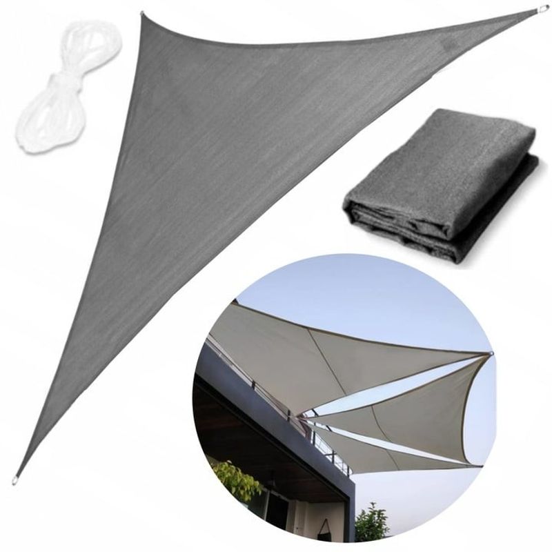 Casa si Gradina - Gradina si terasa - Umbrele si pavilioane - Umbrele - Prelata solara triunghiulara 400x400x400 cm, impermeabila, protectie UV, poliester 180g/mp, gri - Infinity.ro