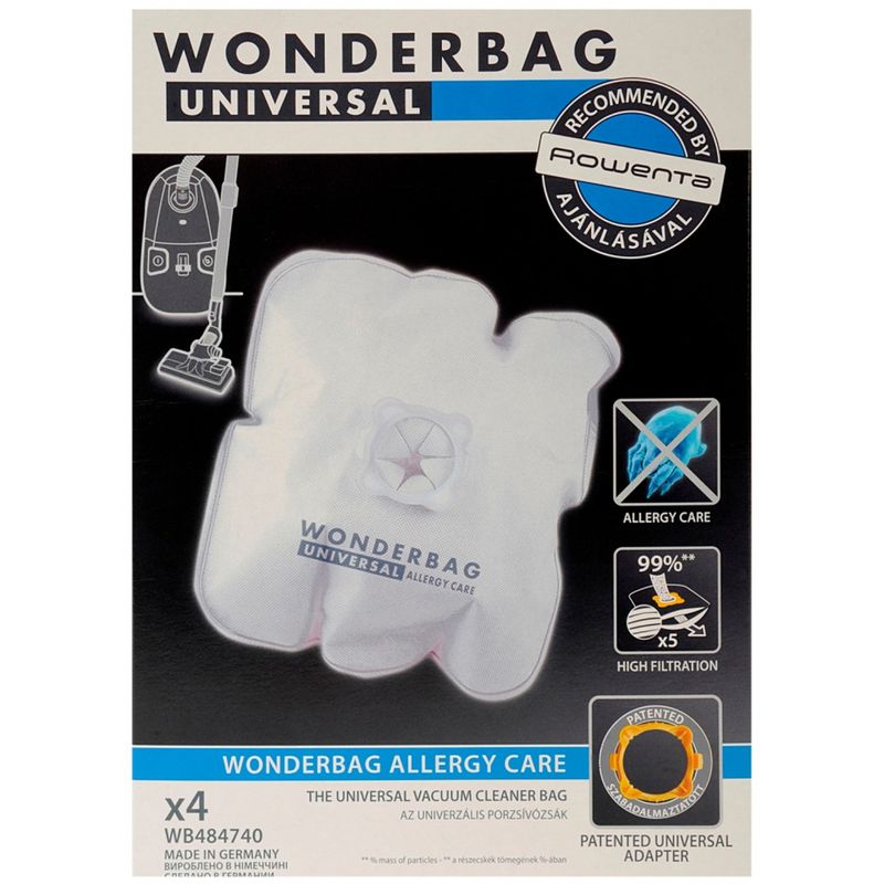 Electronice si Electrocasnice - Ingrijirea locuintei - Accesorii aparate pentru ingrijirea locuintei - Set 4 bucati saci de aspirator Wonderbag WB484740 Allergy Care, compatibilitate cu Rowenta si Moulinex - Infinity.ro