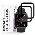 Laptop, Telefoane si Tablete - Wearables si gadgeturi - Wearables - Accesorii wearables - Folie Protectie Techsuit Nano Flex pentru Apple Watch 40mm Series, Set 2 bucati, Plastic, Neagra - Infinity.ro