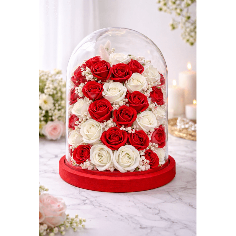 Market - Cadouri - Flori si aranjamente - Aranjament floral in cupola de 20x30 - Infinity.ro