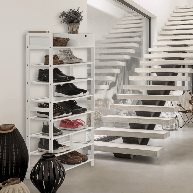 Casa si Gradina - Mobilier - Organizare si depozitare - Organizator incaltaminte - Suport pentru pantofi, 7 polite, alba, KATLEY - Infinity.ro